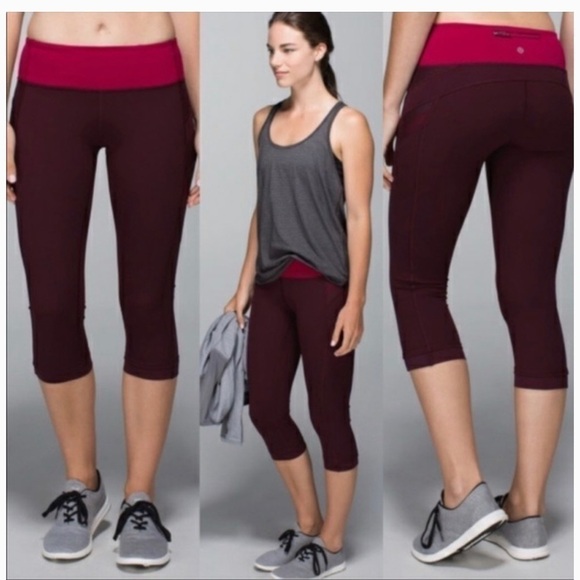 Lululemon Illumina Run Crop Bordeaux Drama Bumble berry Mesh Size 4 - Picture 2 of 9